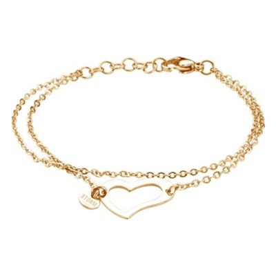 Ladies gold steel heart bracelet